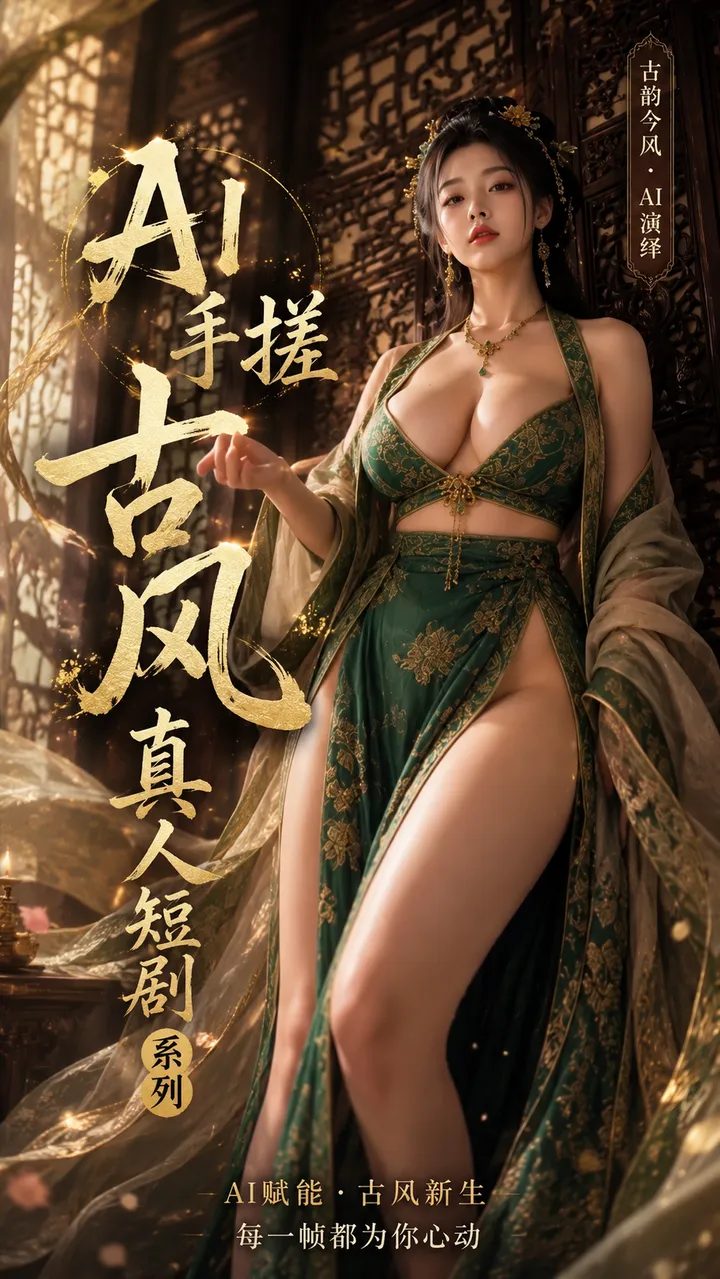 手搓古风美女AI真人短剧系列
